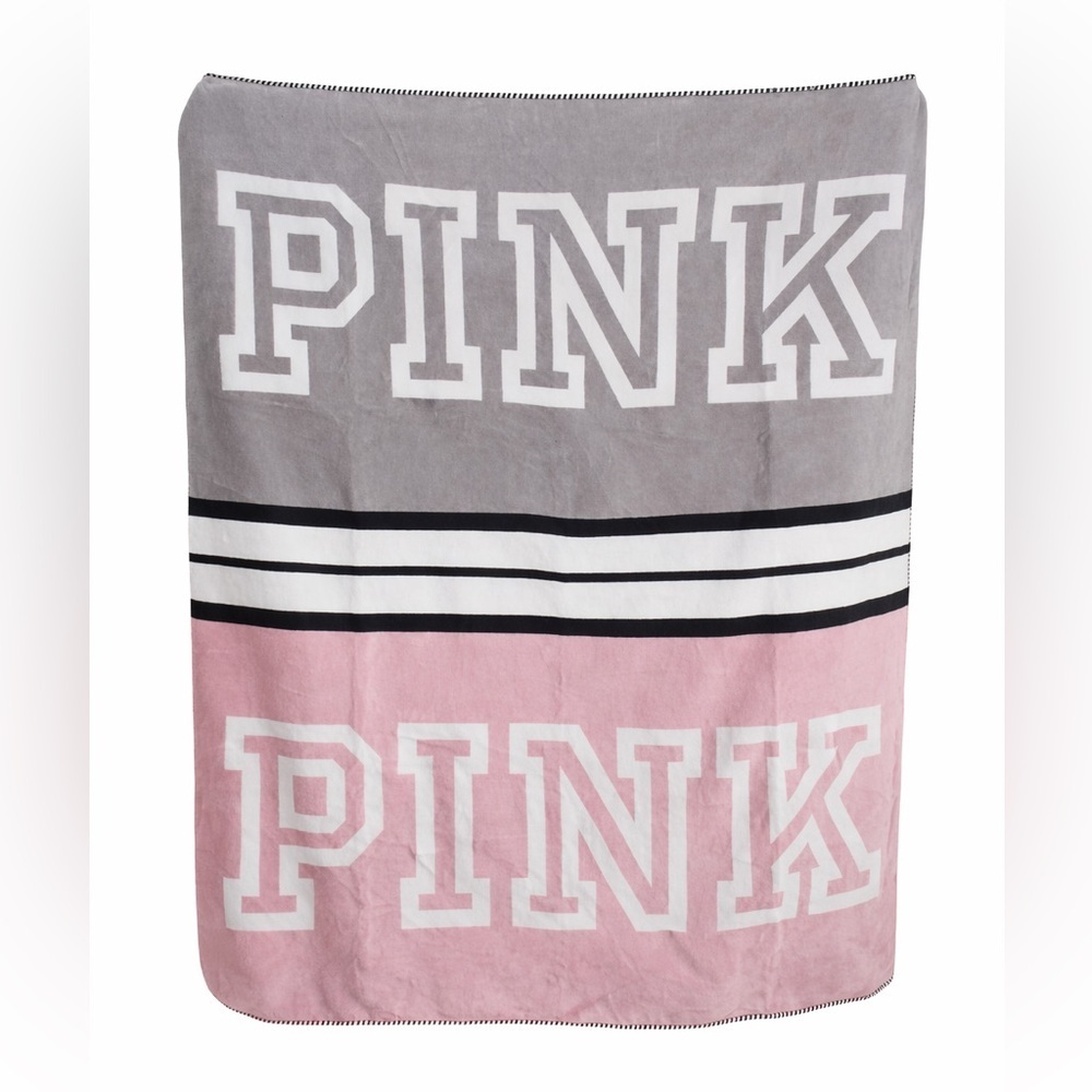 NWT Victoria's Secret PINK Gray and Pink Throw